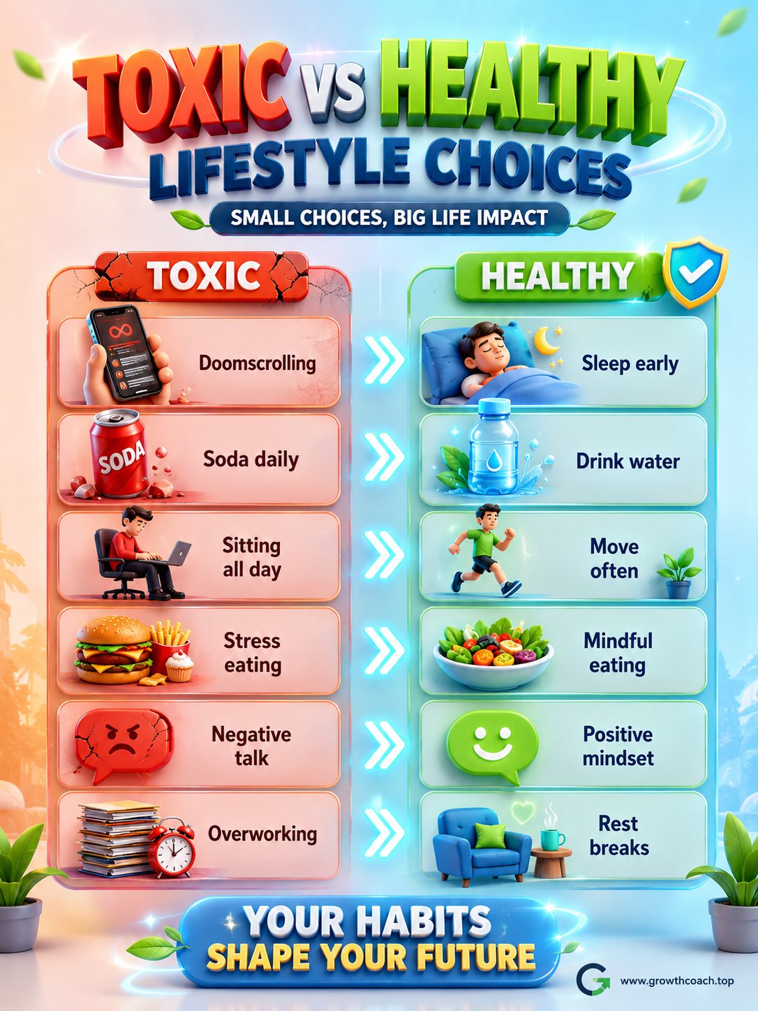 Toxic vs Healthy Lifestyle Choices: How Small Habits Transform Your Future - visual detail 1