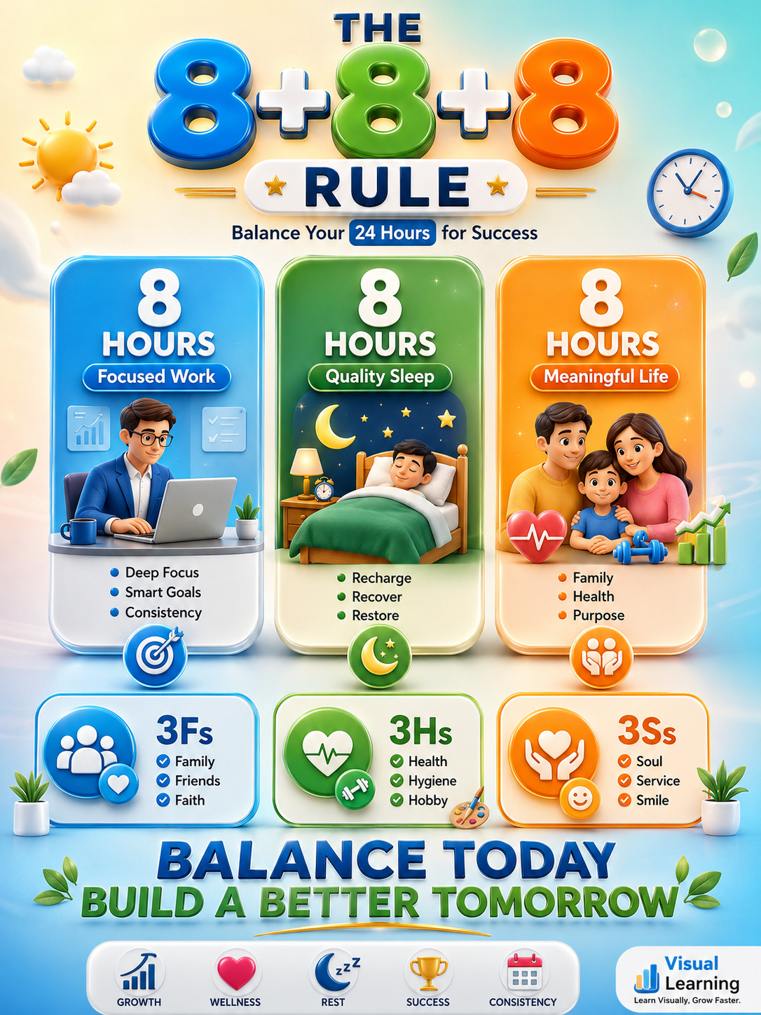 Unlock Your Potential: The 8+8+8 Rule for a Balanced, Wealthy, and Meaningful Life - visual detail 1