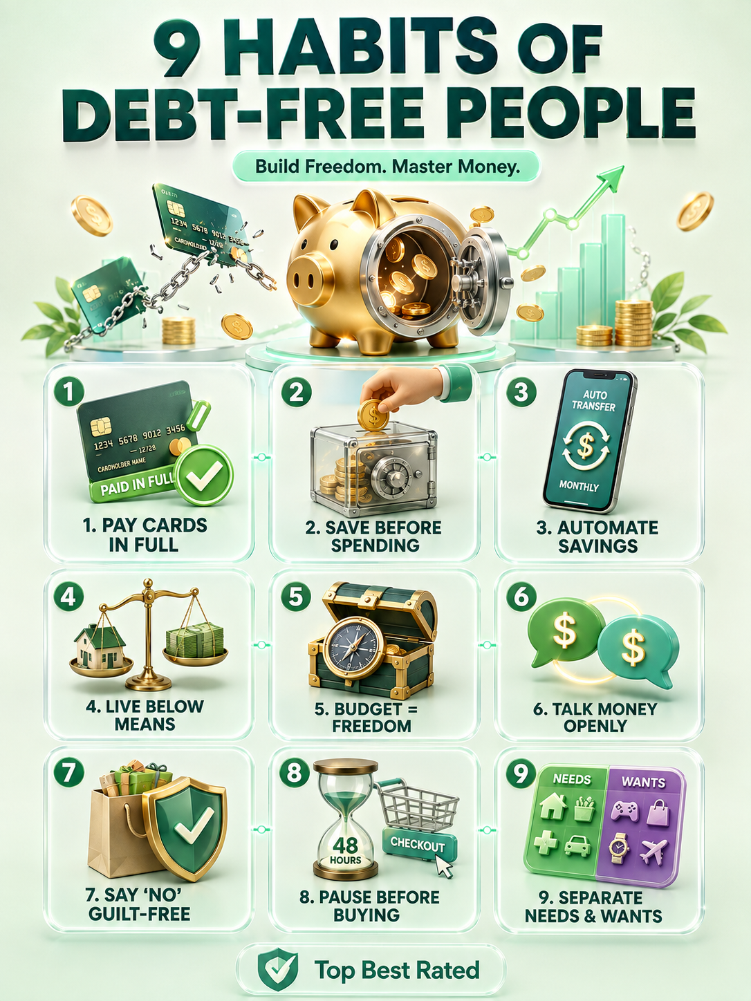 9 Habits of Debt-Free People – Financial Freedom & Smart Money Habits Unlock Financial Freedom: 9 Simple Habits of Debt-Free People You Can Start Today! - visual detail 1