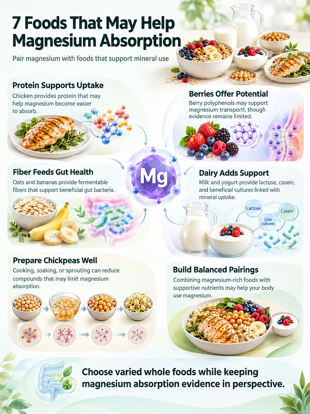 7 Foods That May Help Magnesium Absorption | Nutrition Infographic Boost Your Magnesium Absorption: 7 Top Foods and How They Work - visual detail 1