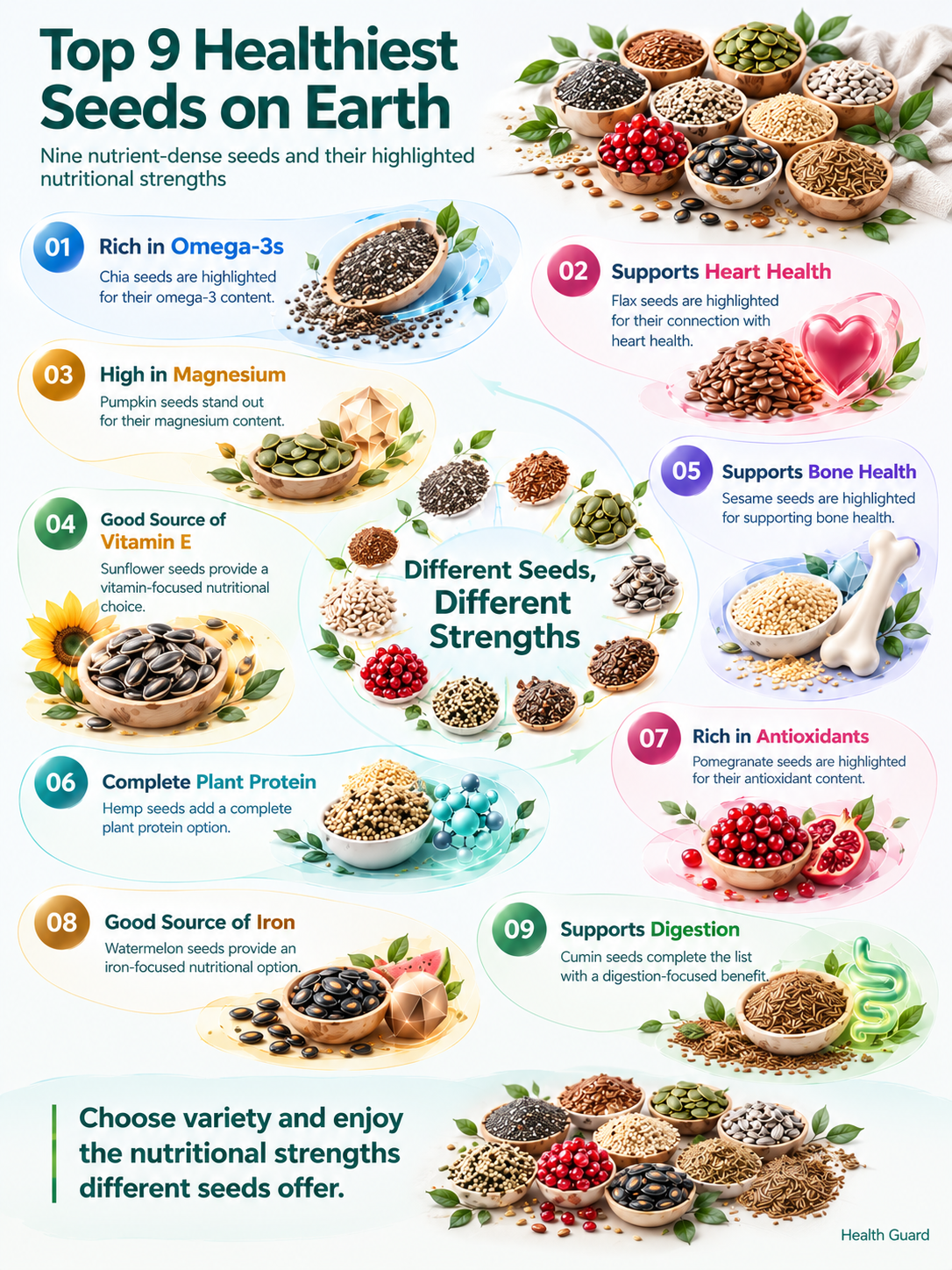 Top 9 Healthiest Seeds on Earth – Nutrition & Key Health Benefits Unlock Nature's Powerhouse: Top 9 Healthiest Seeds for Ultimate Nutrition - visual detail 1